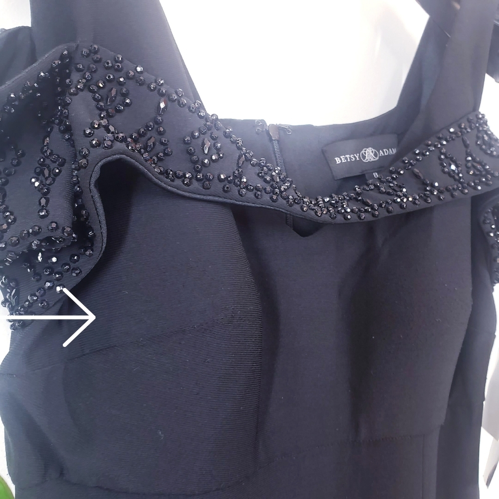 New BETSY AND ADAM Black Beaded Long Gown 8 - Picture 10 of 13